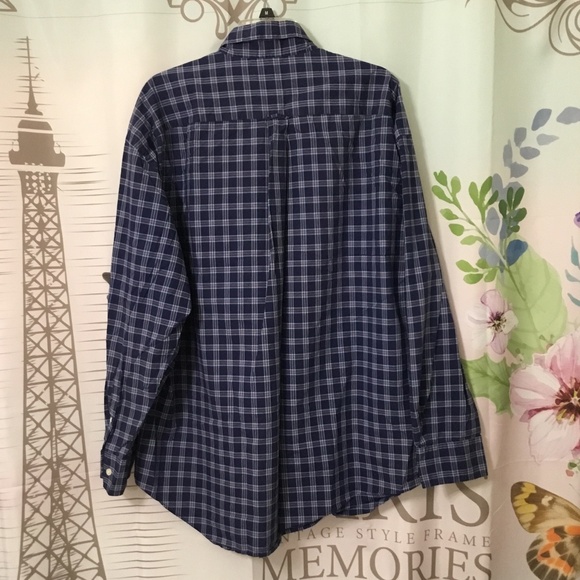 Nautica Long Sleeve Button Up Navy Blue Plaid Dress Shirt Men Size XXL EUC - Picture 8 of 8